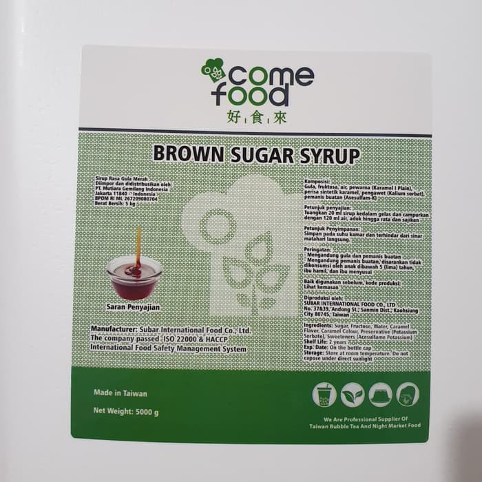 

Gula Aren Comefood Premium Quality/ Brown Sugar 5 Liter - Original Import Taiwan - Minuman Kekinian