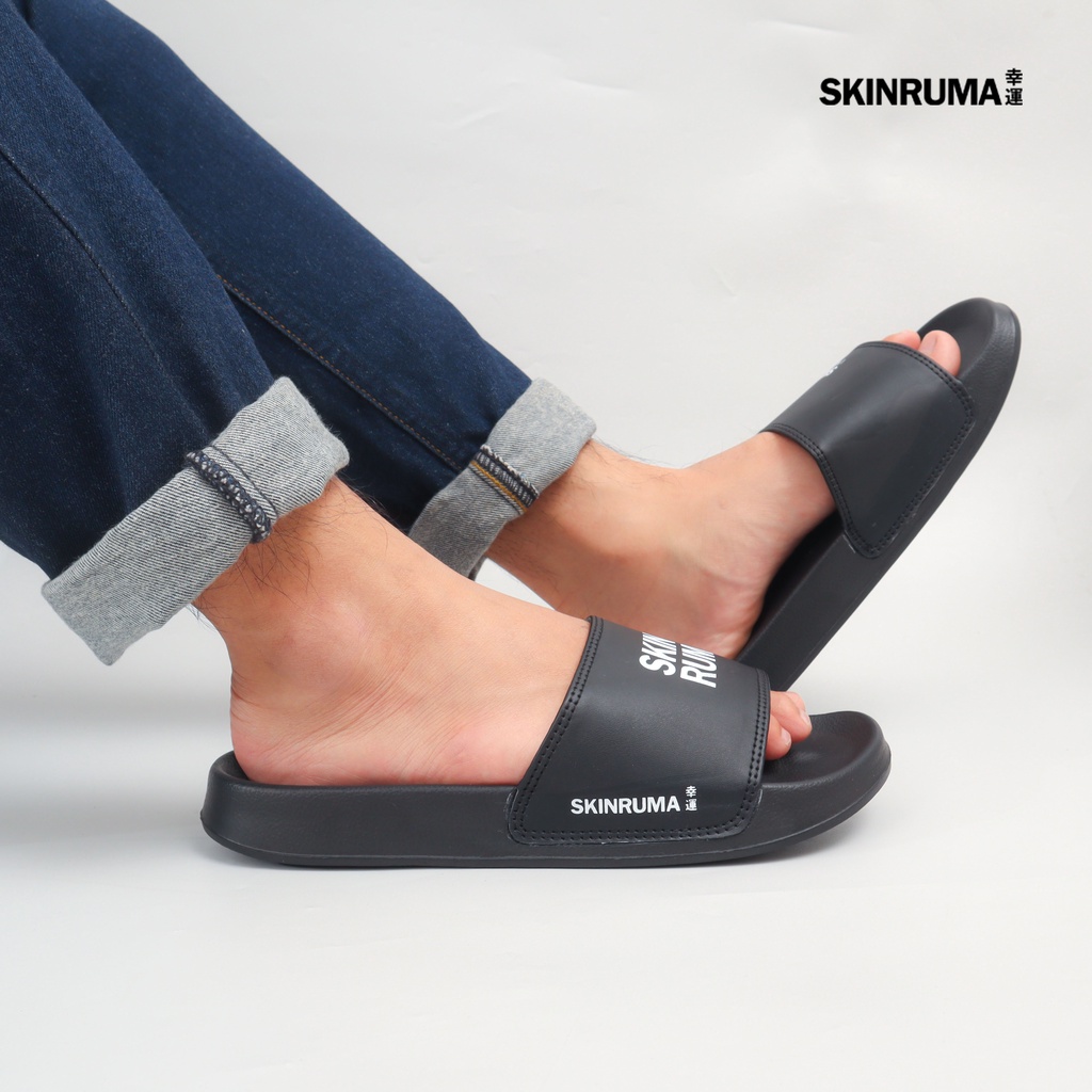 Sendal Selop Casual Pria SKINRUMA Japanesse Skin Tsunorogo Hitam / Sendal Slide Pria / Sendal Slip On Pria