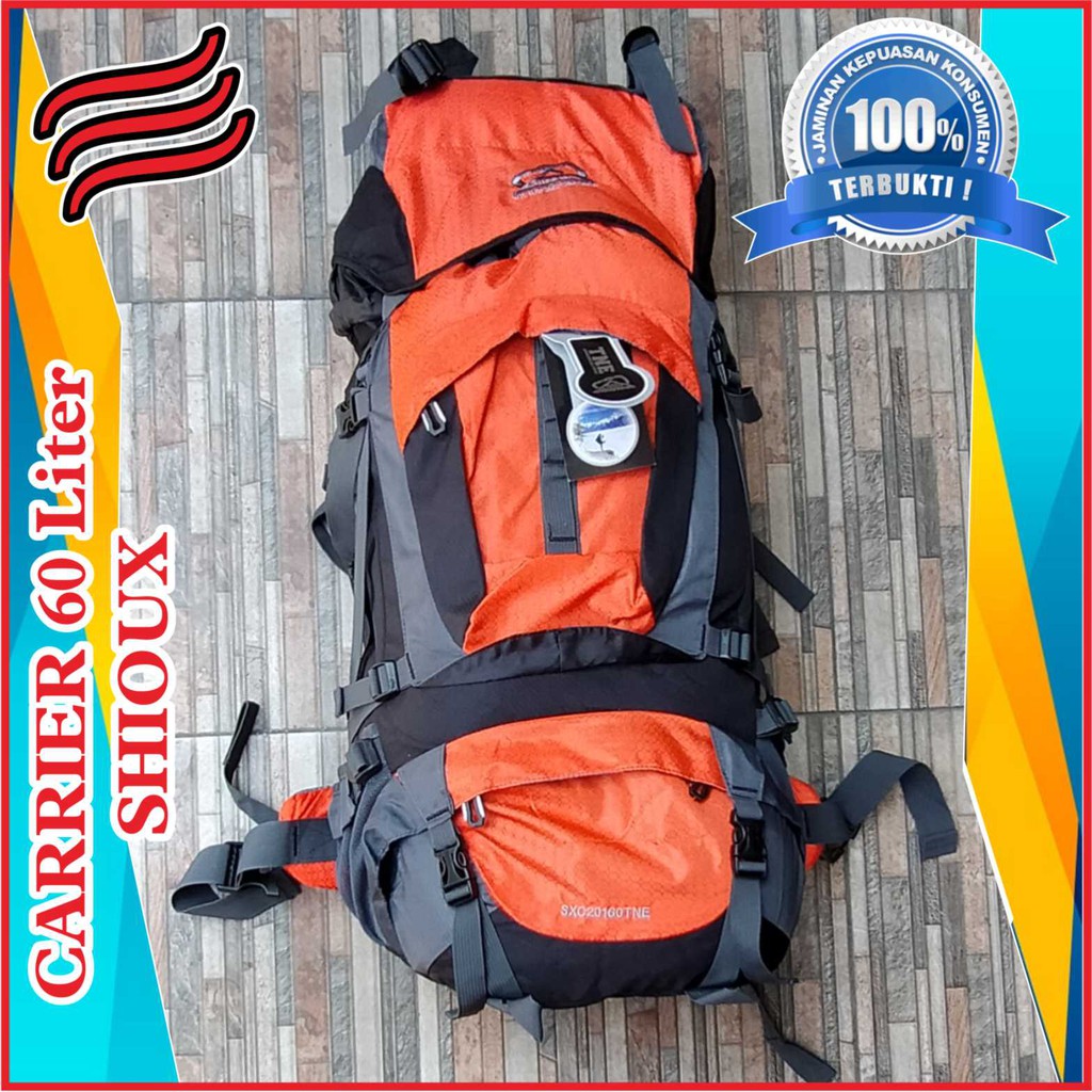 Tas Carrier 60 Liter Shioux the nature explore - Tas Pendaki 60 Liter SHIOUX - Tas Gunung 60 Liter S