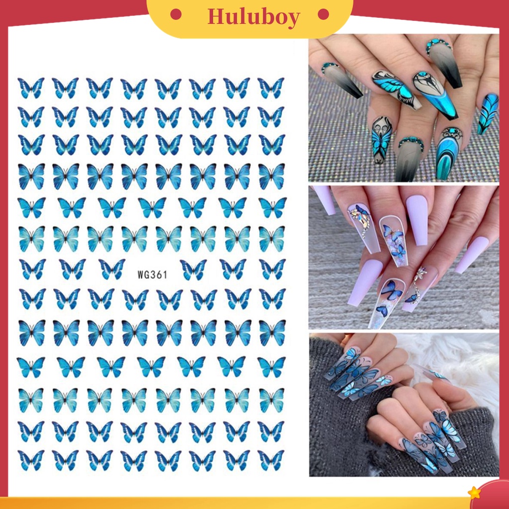 Huluboy Huluboy♡ Stiker Kuku Motif Butterfly Tahan Air Untuk Nail Art