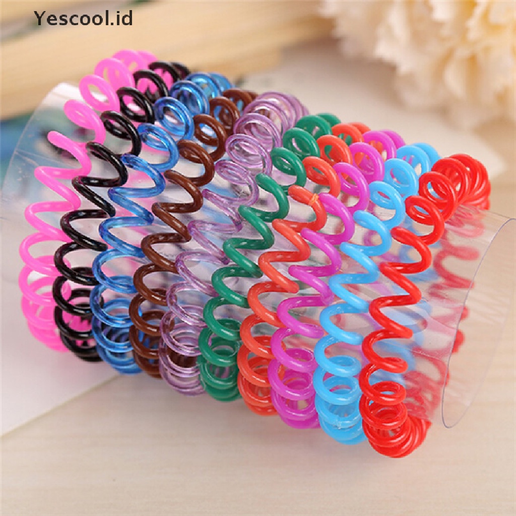 【Yescool】 10 PCS Elastic Telephone Wire Cord Head Ties Hair Band Rope Ponytail Jewelry .