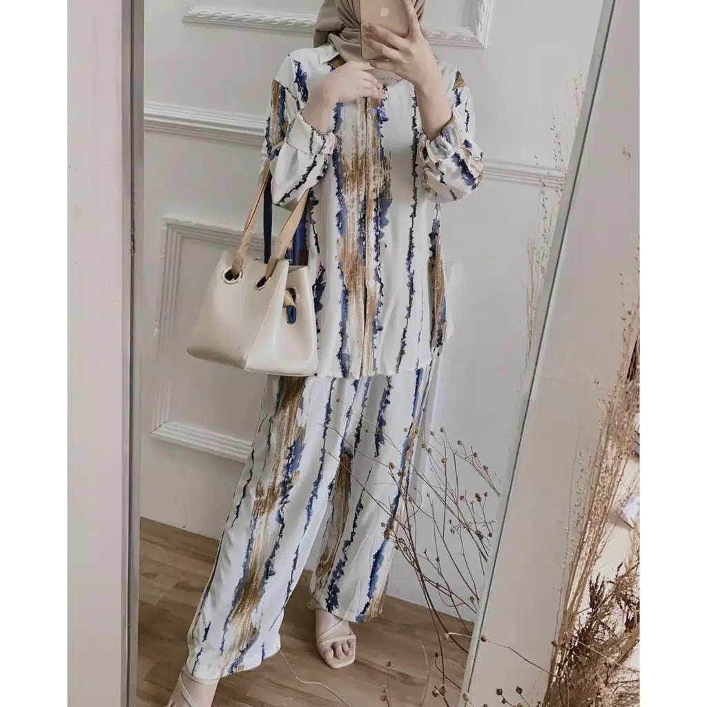 One set Rayon Viscose Busui Ld 100 - 110 Motif Kekinian-RAINDROF SET LD102
