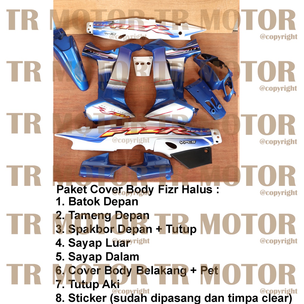 Cover Body Fizr F1zr Full Clutch Biru Putih  Full Set Halus Cover Bodi Yamaha Fiz r