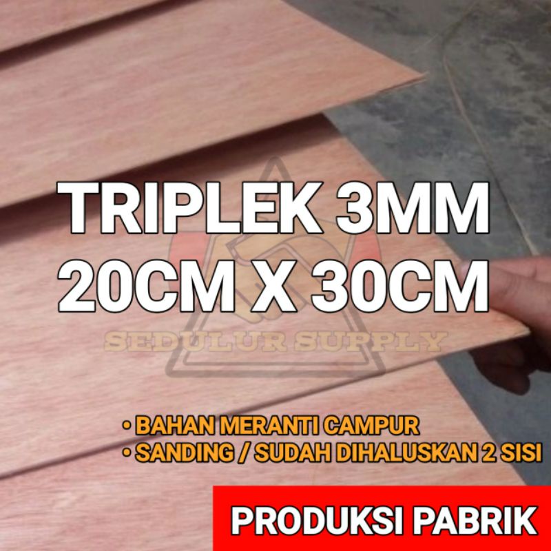 PAPAN KAYU TRIPLEK / MULTIPLEK 3MM MERANTI CAMPUR UKURAN 20 x 30 cm / Triplek Tipis