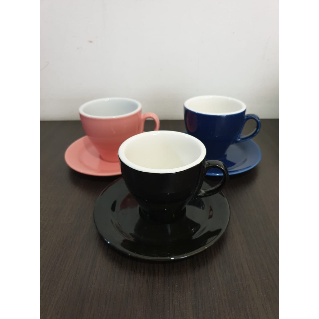 Set Coffee Cup Latte 230ml Cangkir Keramik Porcelain Cup Tea Kopi