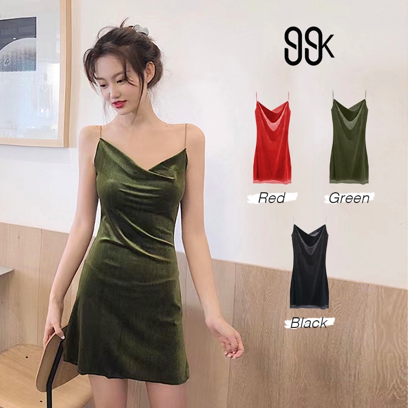 Velvet Mini Slip Dress 1026 (XS-XL)