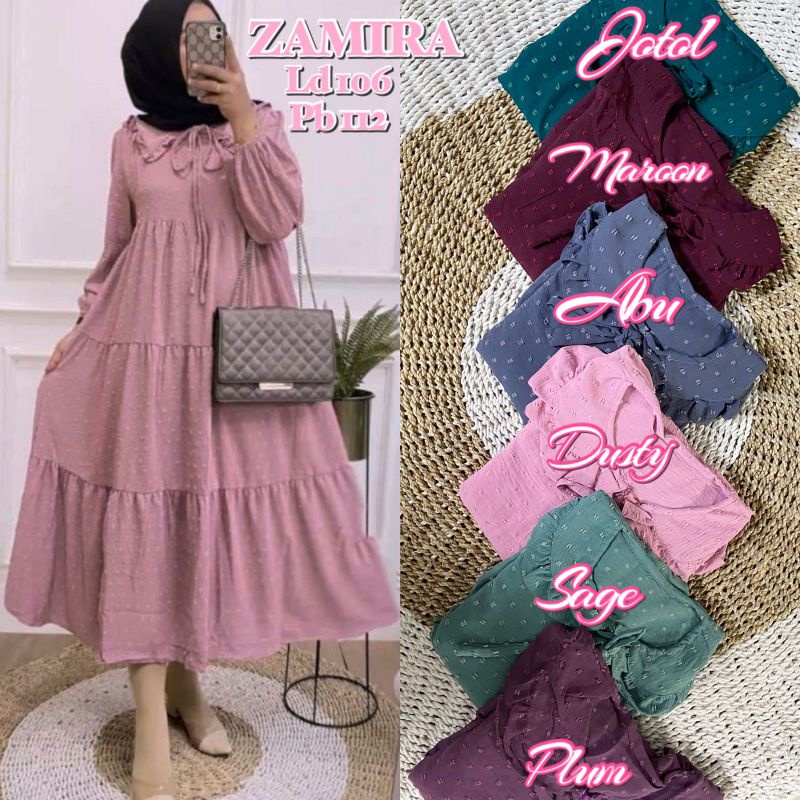 [Fashion Muslim] ZAMIRA DRESS premium uragiri cringkle terlaris