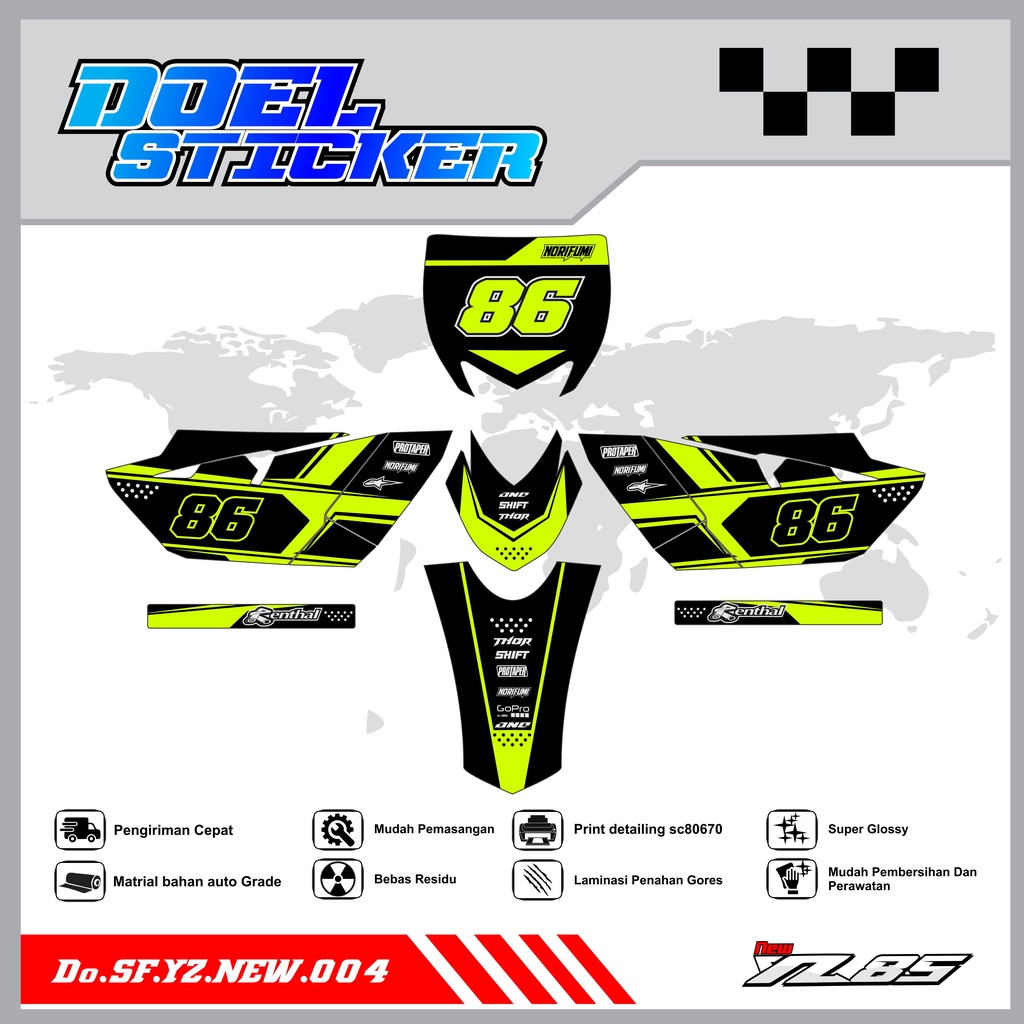 Sticker Striping YZ NEW List Variasi Hologram , Crome Doel 004