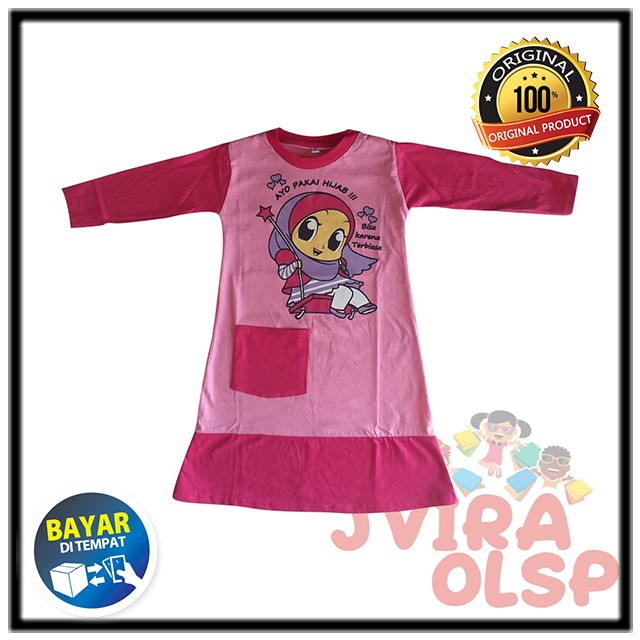 Dress Anak Perempuan Gamis Karakter Anak Umur 1-10 tahun  (S-M-L-XL-XXL) - Baju Muslim Anak Terbaru - Dress Anak - Baju Anak