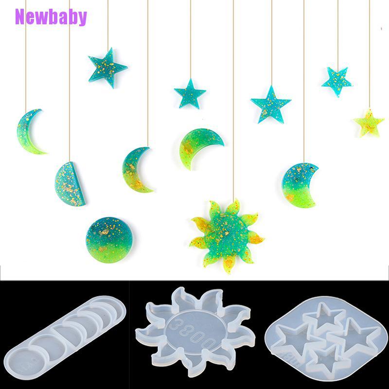 Cetakan Resin Epoksi Bentuk Bulan Bintang Matahari Bahan Silikon Untuk Liontin Gantungan Kunci