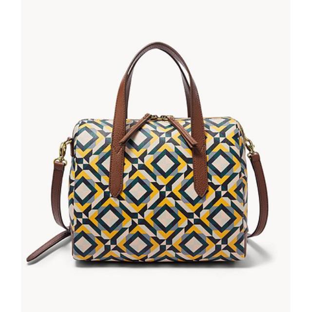Tas Wanita Fossil Sidney Satchel Yellow Multi
