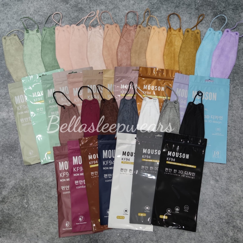 KF94 MOUSON EMBOS 10PC - MASKER MOUSON KF94 NEW WARNA TALI SENADA 4PLY