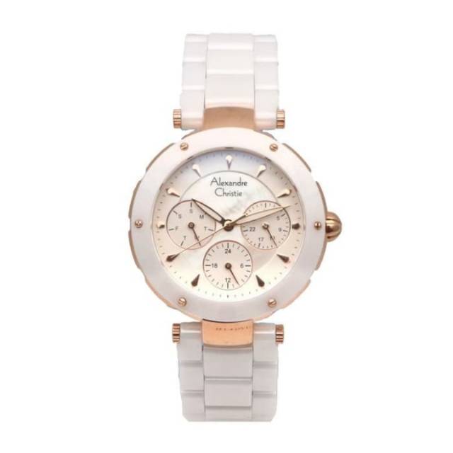 Jam Tangan Wanita Alexandre Christie 2804 Rosegold Putih Original