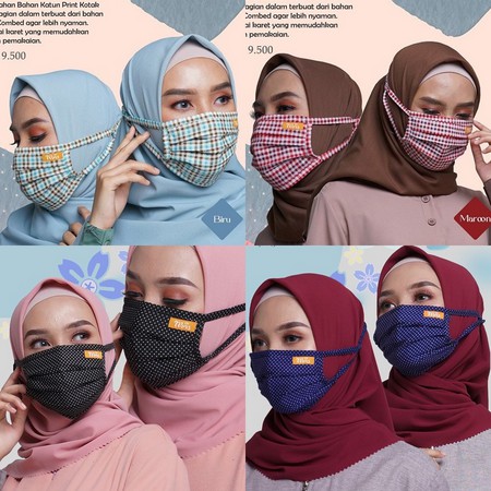READY  NIBRAS Masker kain 2 lapis model tali hijab bisa isi tissue MASKER HIJAB MASKER KARET