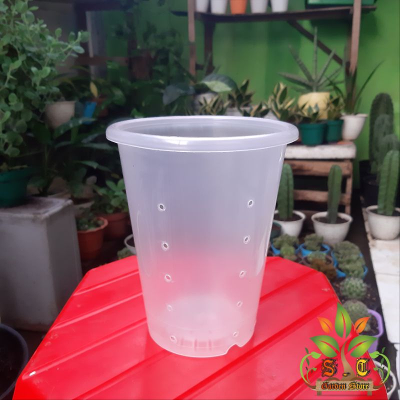 POT BUNGA NKT TOWER 15 BERLUBANG BENING TRANSPARAN | POT TANAMAN BERKUALITAS