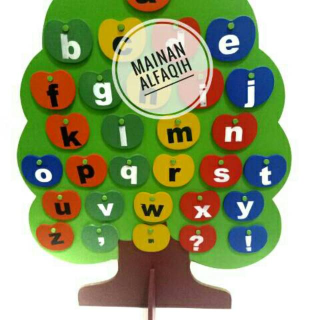 Mainan Edukasi Anak Kayu Pohon Huruf Abjad