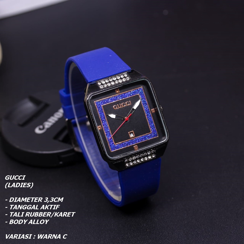 JAM TANGAN WANITA FASHION TALI RUBBER BODY SEGI TANGGAL AKTIF