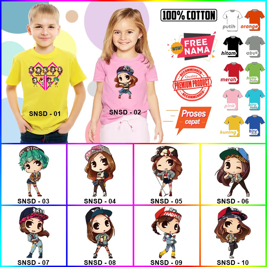 Baju Kaos ANAK DAN DEWASA GIRLS' GENERATION COUPLE (FREE NAMA)