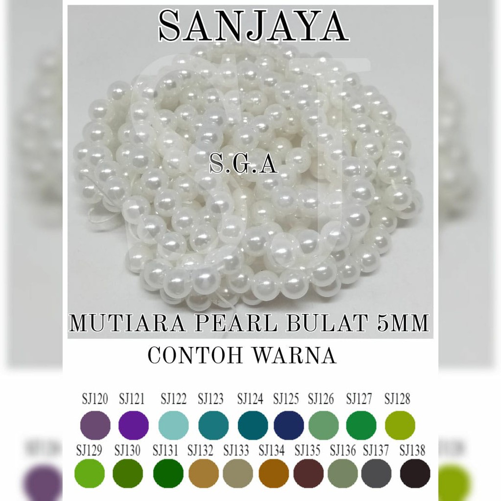 [1 Pon (450 Gram)] Manik Ringan / Mote Ringan / Mutiara Ringan Sintetis / Manik Mutiara Bulat 5Mm / Mutiara Pearl Bulat 5Mm