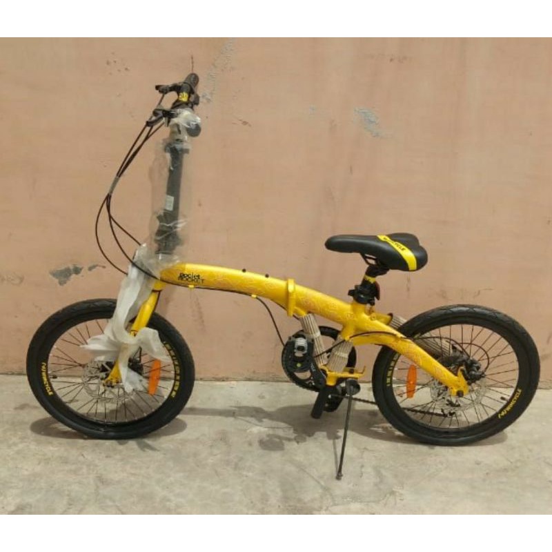 WimCycle Pocket Rocket Folding Bike [20 inch] Sepeda Lipat 8 Speed - Yellow