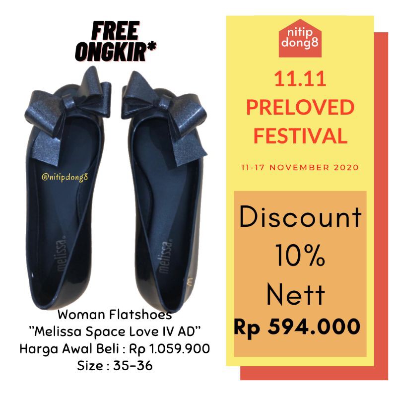 Sepatu Wanita Melissa Space Love IV AD Original Flat Shoes Jelly Preloved Second Murah