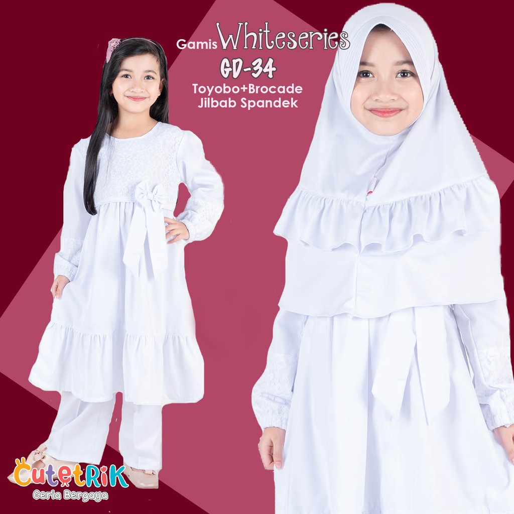 {erleenstore_} Setelan celana tunik putih cutetrik GD34