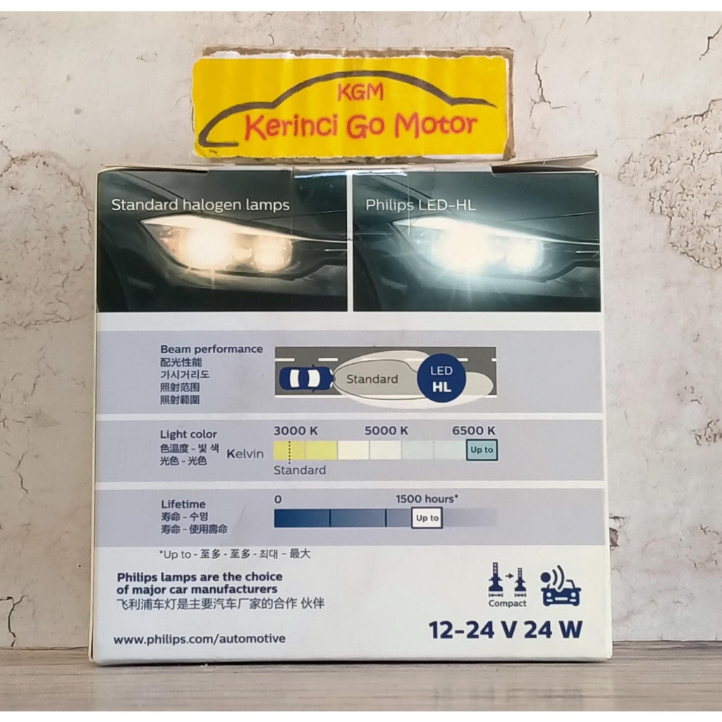 BOHLAM PHILIPS LED HB3 HB4 12V 24V 24W PUTIH ULTINON 11005UE2X2