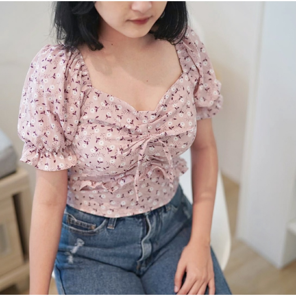 CASHA - ZFS OOTD Blouse SANIA / KANARA KOREAN CRINCLE TOP / Blouse Crinckle Model Sabrina Motif Bung