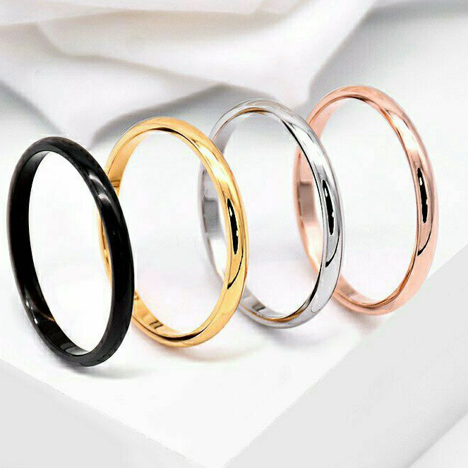 Cincin tipis couple/kawin/tunangan pria wanita TITANIUM anti karat