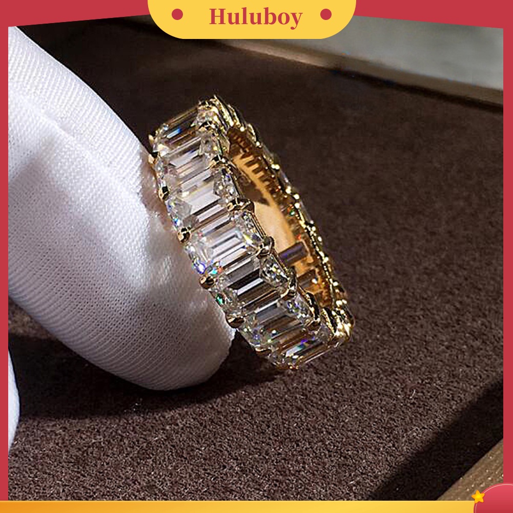 Hu Hu Hu Hu Hu Alat Bantu Pasang Kacamata♡ Cincin Pernikahanpertunangan Hias Cubic Zirconia Bentuk Persegi Panjang Gaya Mewah Untuk Wanita