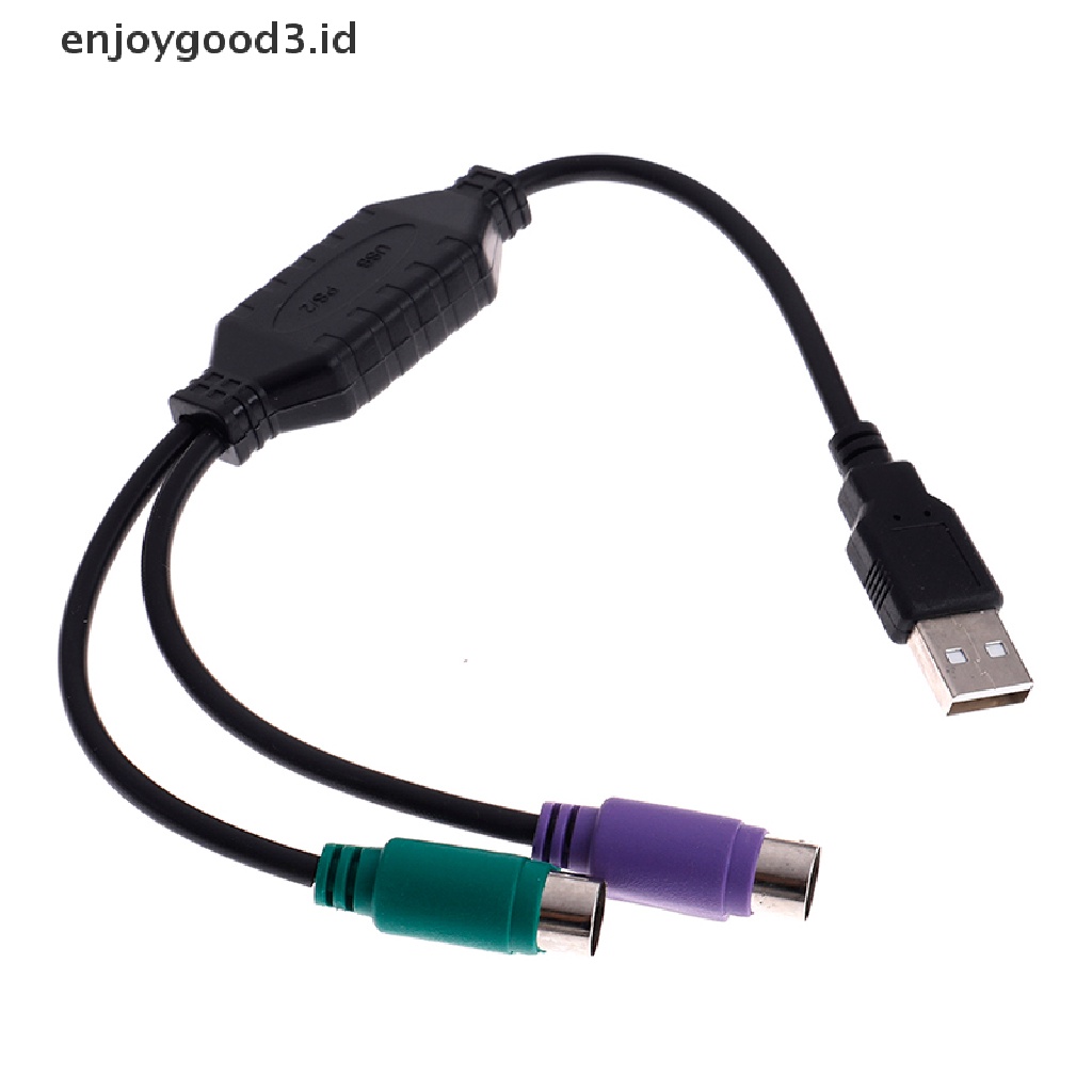 1pc Kabel Adapter Konverter Usb Male Ke Dual Ps2 Female Untuk Keyboard