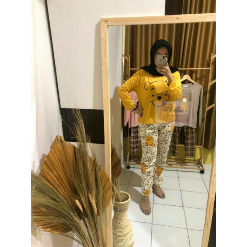 Baju tidur pooh / pp / piyama / baju tidur lengan panjang / piyama premium / piyama pp