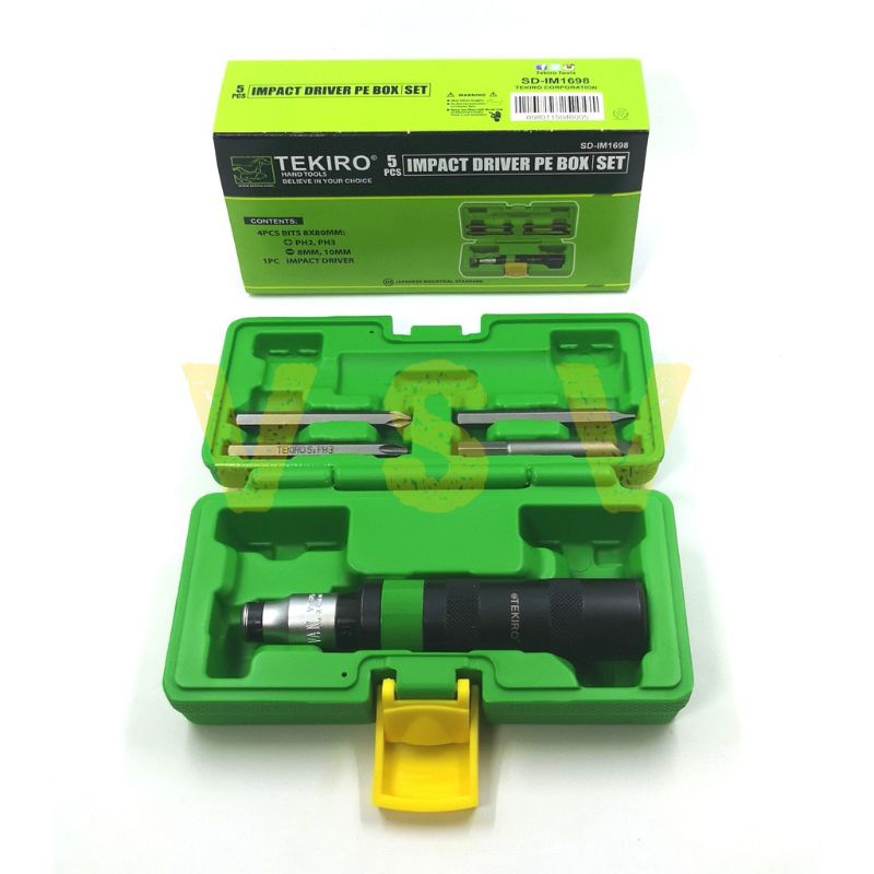 Tekiro Obeng Ketok set 5pcs Impact Driver Box Plastik 5pcs SD-IM1698