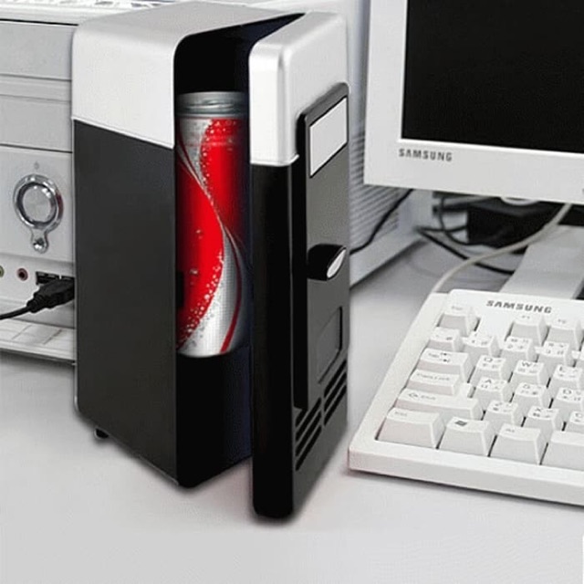 Can Cooler Kulkas Mini Portable untuk Minuman Kaleng Bisa untuk Panas dan Dingin USB Mini Fridge