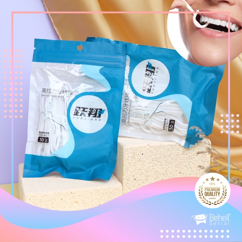 BENANG DENTAL FLOSS GIGI PICK PICKS STICK ISI 30Pics - Sikat Behel Pembersih Sela Celah Gigi dan Bracket - Steril Tusuk Gigi Char Mi- Interdental Brush - Penghilang Pencegah Plak Gigi Dan Bau Mulut Behelldental