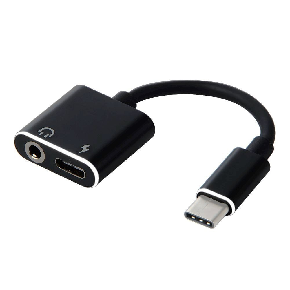 TYPE C TO AUDIO lubang Aux 3.5 mm dan Power Port USB type C ADAPTER 2 in 1 Kotak