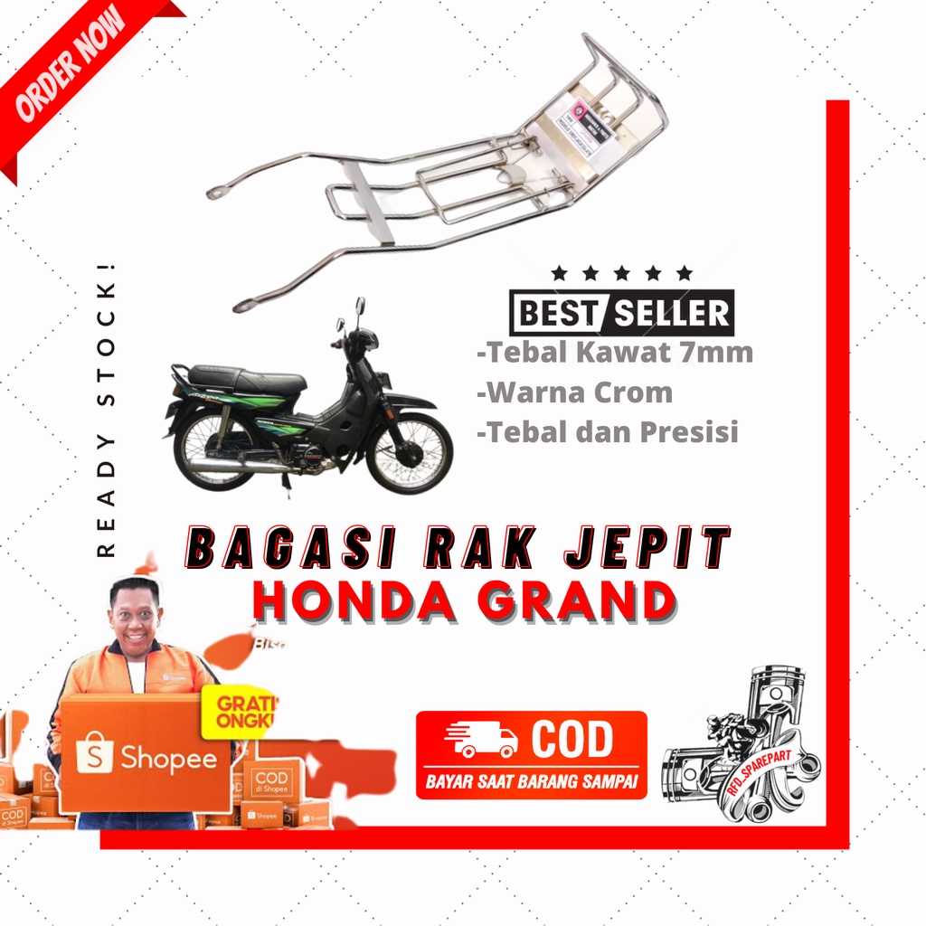 Rak Keranjang Jepit Kranjang Bagasi Tengah Motor Honda Astrea Grand Impresa Legenda Star Full Besi