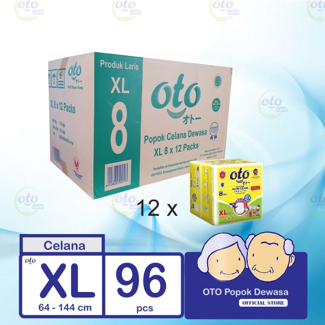 OTO Popok Dewasa PANTS Diapers model Celana ukuran XL isi 8 pcs x 12 ( 96 pcs )