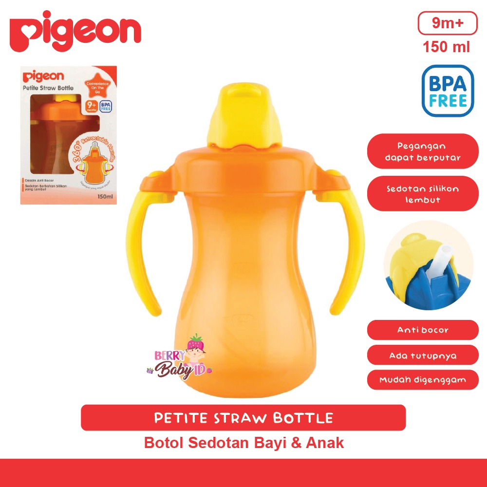 Pigeon Petite Straw Bottle Botol Minum Sedotan Bayi Anak BPA Free 9m+ Berry Mart