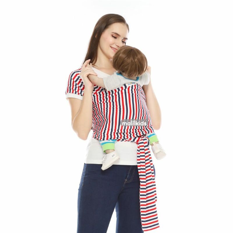 [NEW] Malilkids Gendongan Bayi Stretchy Wrap Basic Stripe Eifel - Grade B