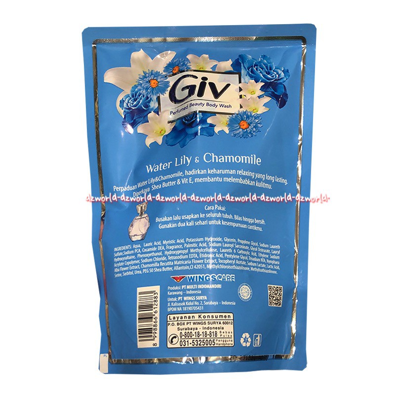 Giv Water Lily Chamomile 450ml Refill Sabun mandi Sensasi Perfume