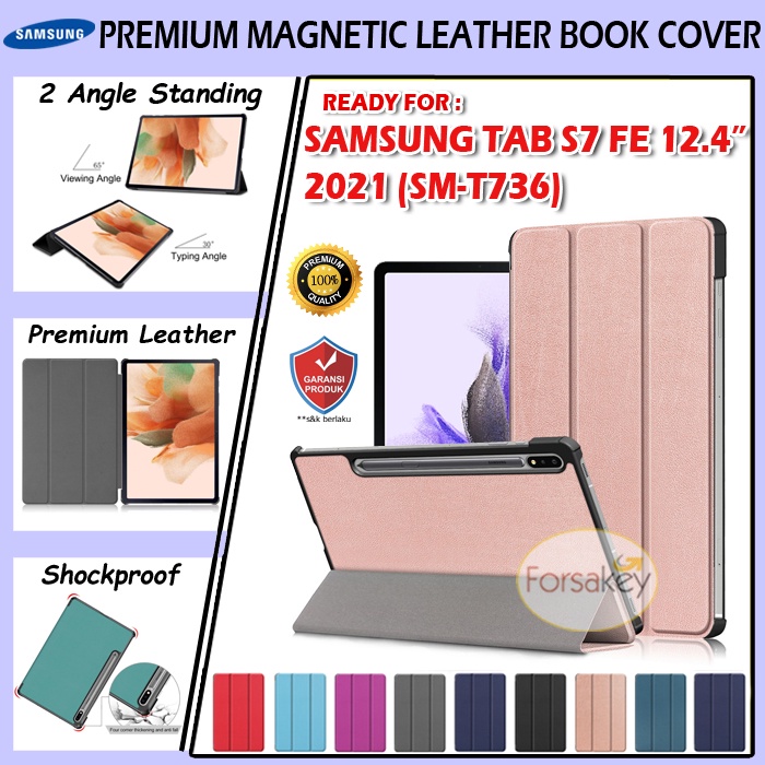 Samsung Galaxy Tab S7 FE 12.4 Inch 2021 Tablet T735 T736 T736B Leather Smartcase Flip Case Casing Bo