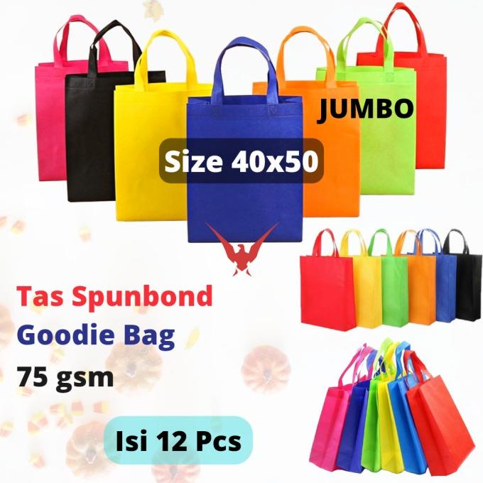 

Best Product!!! Tas Spunbond Jumbo Goodie Bag Polos Ukuran 40X50 Cm Isi 12Pcs - Paling Dicari