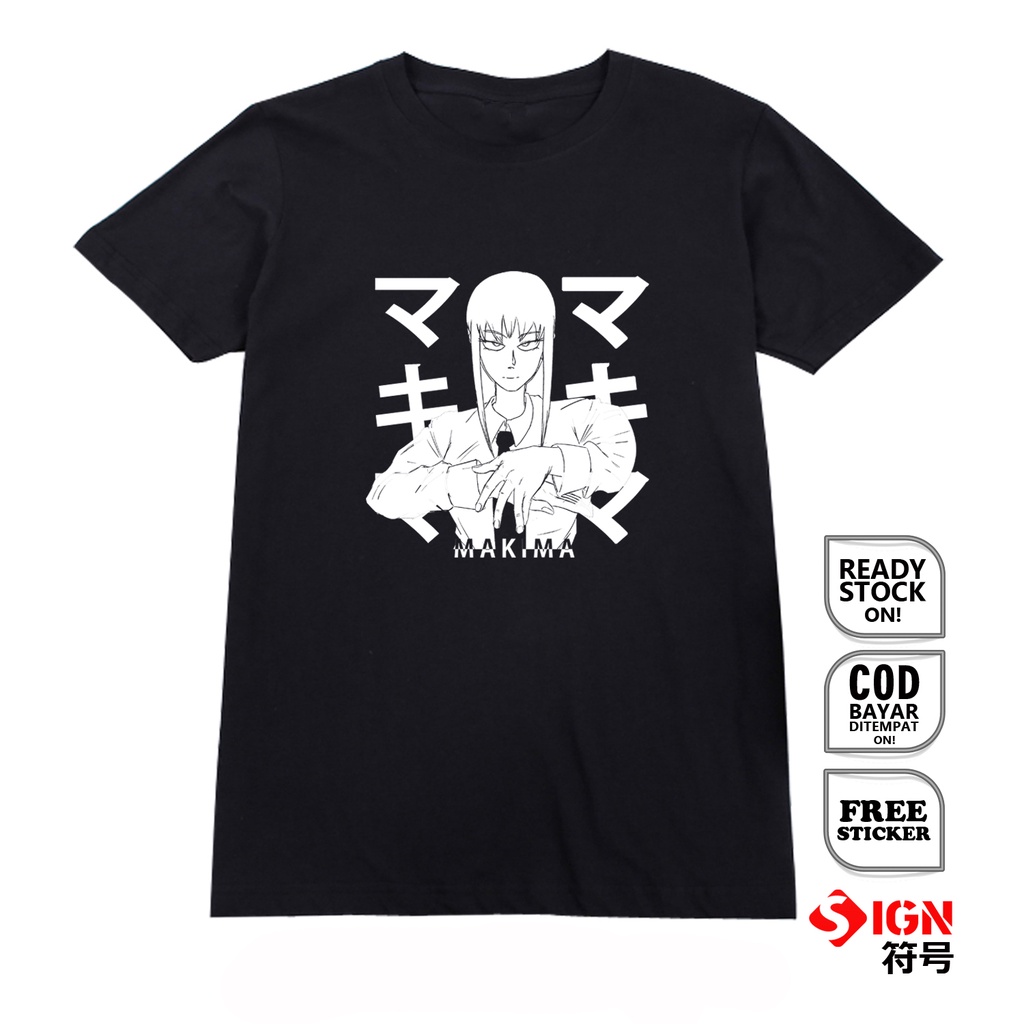 KAOS ANIME MANGA WAIFU MAKIMA CHAINSAW MAN CONTROL DEVIL BAJU JEPANG DEVIL HUNTER OTAKU WIBU DENJI COSPLAY JAPAN CULTURE AKI HAYAKAWA REZE POWER SIGN CLOTH