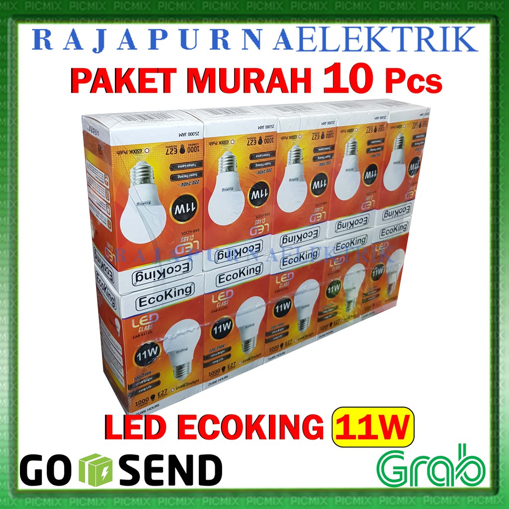 LAMPU LED 11W - 11 watt ECOKING SUPER TERANG - TAHAN LAMA (PAKET 10Pcs)