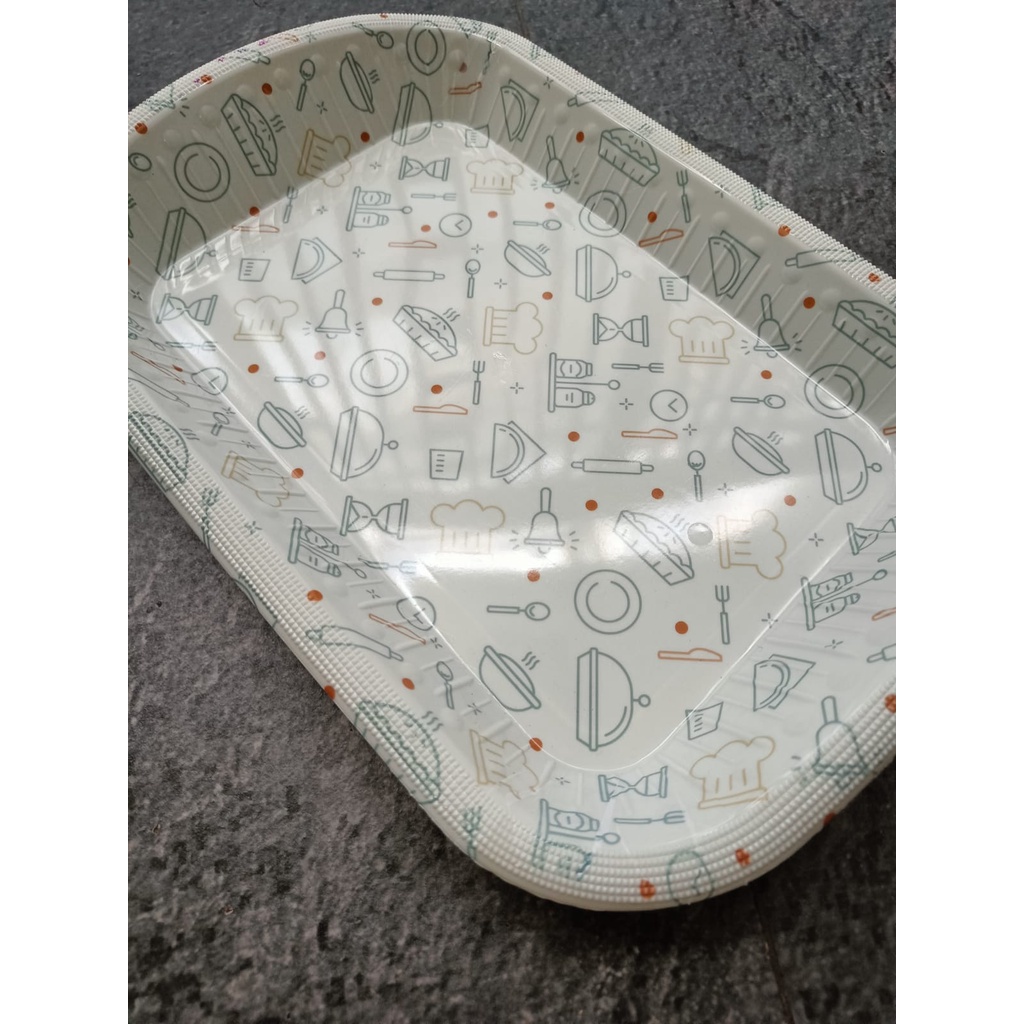 Nampan Plastik Motif Marble Large Tinggi 877