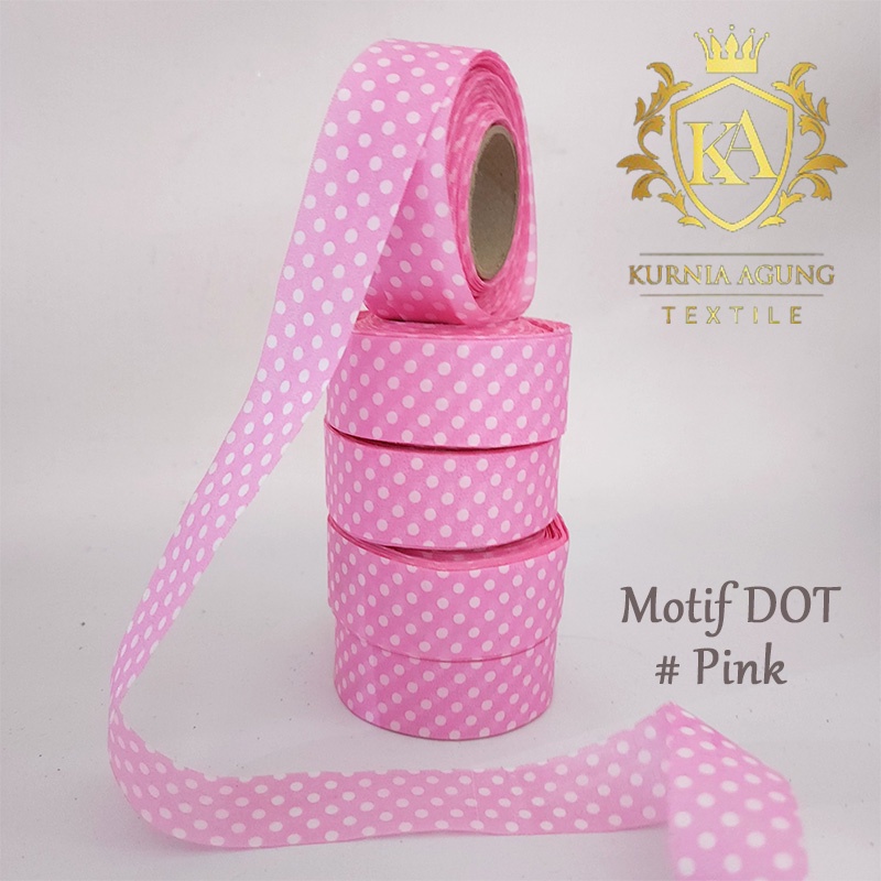 Pita Kain DOT / Pita Bintik Polkadot Pita Kado Hampers Souvenir 1 Inch Per ROLL