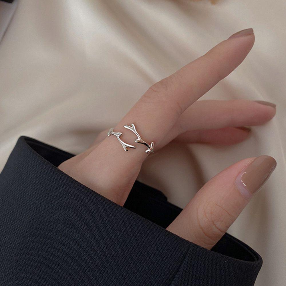 Atasan Wanita Opening Ring Cincin Elegan Engagement Ladies Silver Simple