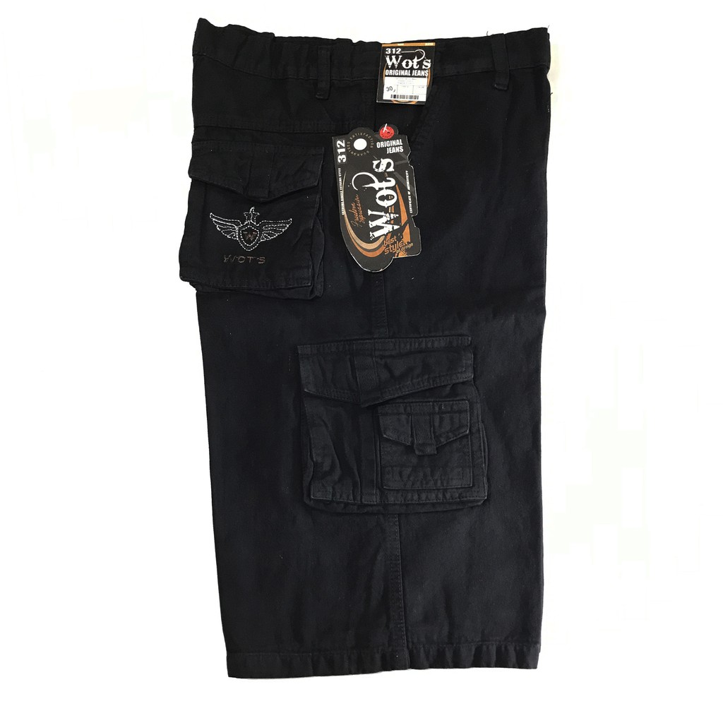 Celana Pendek Kargo Kempol Hitam Ukuran 27 - 38