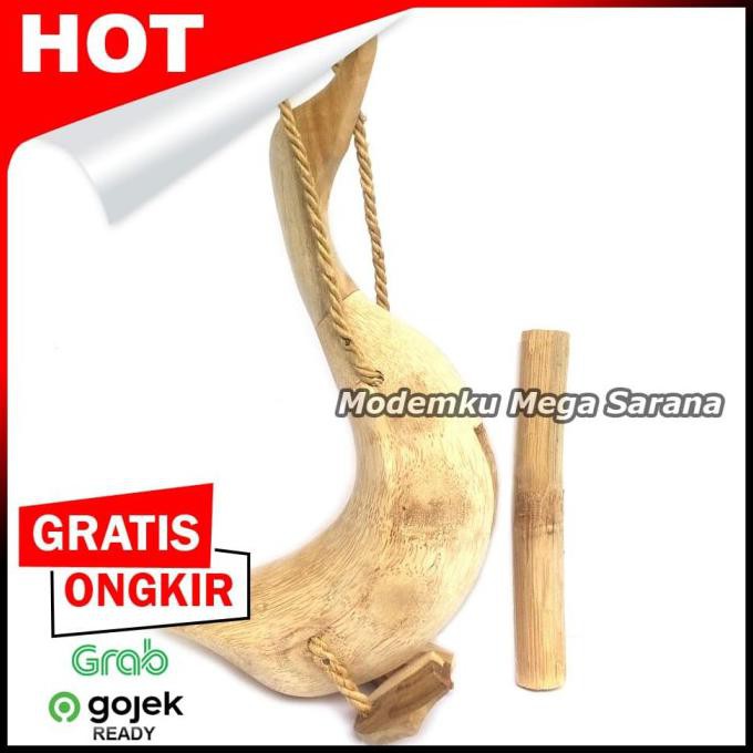 Kualitas Terbaik] Kentongan Bebek Dongklak Akar Bambu 42X9X9 Cm